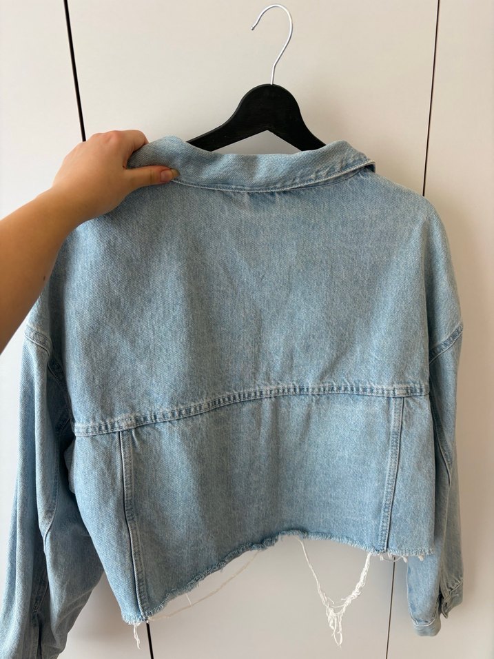 BERSHKA Mavi Kadın Kot Ceket - Görsel 2