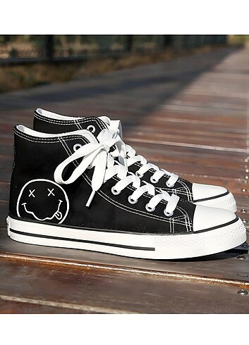 Nirvana smaile gülücük baskılı Converse all star Ayakkabı yeni s