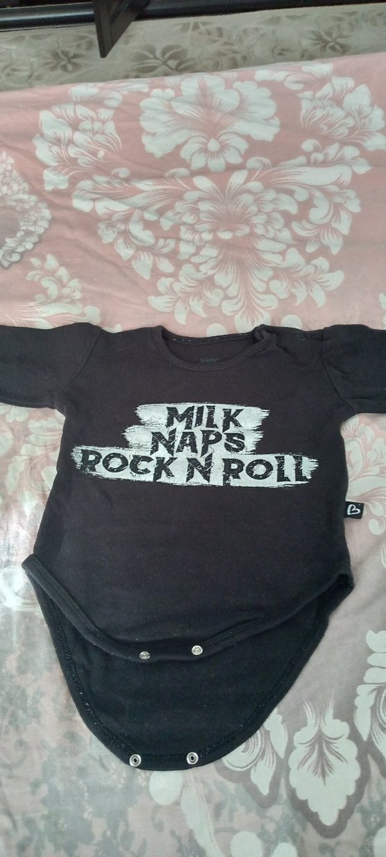 Siyah Uzun Kollu Rock Punk Bebek Body - Görsel 3