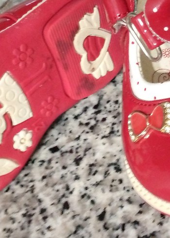 Kız Çocuk Kırmızı Fiyonklu Babet Ayakkabı - Görsel 3