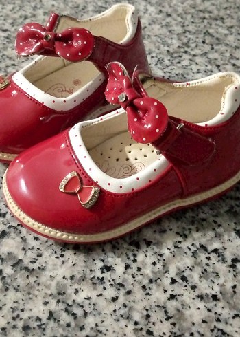 Kız Çocuk Kırmızı Fiyonklu Babet Ayakkabı - Görsel 2