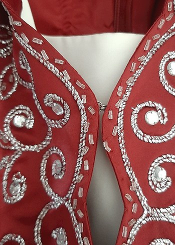 s Beden bordo Renk Bordo İşlemeli Uzun Kollu Kadın Bindallı