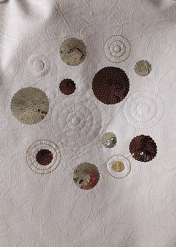 İşlemeli Beyaz Modern Masa Örtüsü ranır - Görsel 6