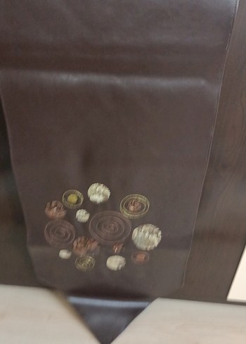 Koyu Kahverengi Nakışlı Modern Masa Örtüsü ranir deri . - Görsel 4