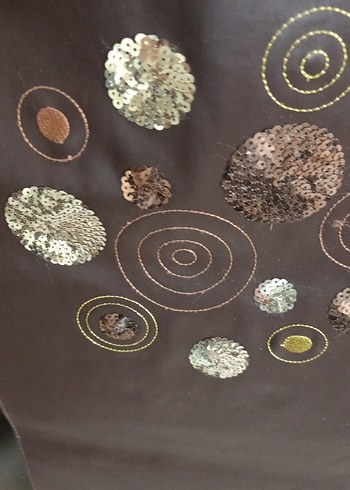 Koyu Kahverengi Nakışlı Modern Masa Örtüsü ranir deri . - Görsel 6