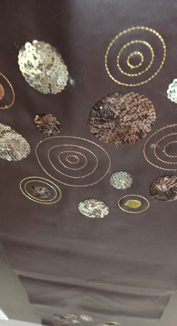 Koyu Kahverengi Nakışlı Modern Masa Örtüsü ranir deri . - Görsel 5