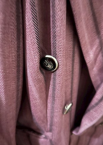 Uzun Kadın Blazer Çeket Mor ve Siyah Çizgili - Görsel 4