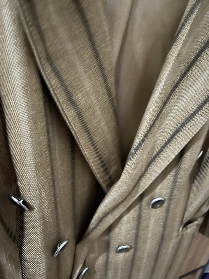 Bej Çizgili Uzun Kadın Blazer Ceket - Görsel 2