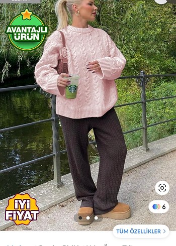 Pembe Örgü Boğazlı Kadın Kazak