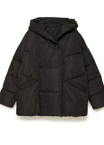 Stradivarius Siyah Kuşaklı Oversize Midi Kadın Mont