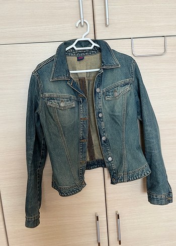 Düğmeli Mavi Kadın Denim Ceket
