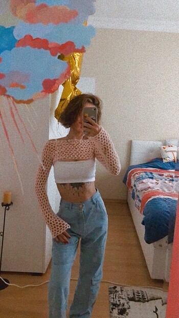 Tığ işi file crop top