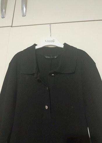 Siyah  polo yaka  elbise - Görsel 4