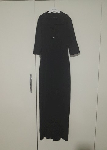 Siyah  polo yaka  elbise - Görsel 5