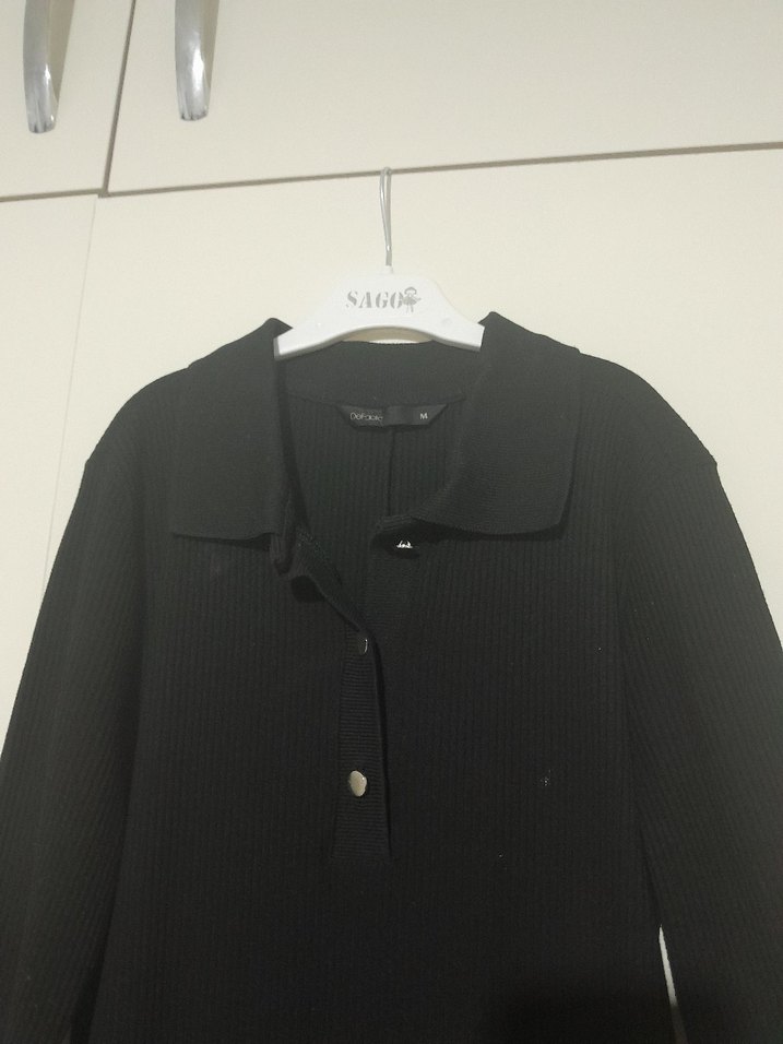 Siyah  polo yaka  elbise - Görsel 4