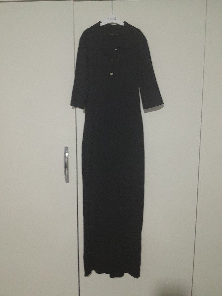 Siyah  polo yaka  elbise - Görsel 5