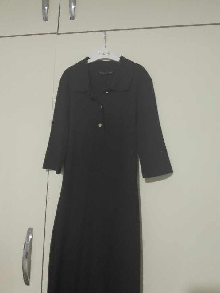 Siyah  polo yaka  elbise - Görsel 2