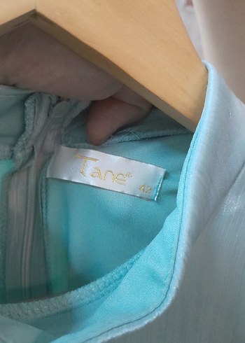 Mavi Yüksek Yakalı Salaş Uzun Elbise - Görsel 4