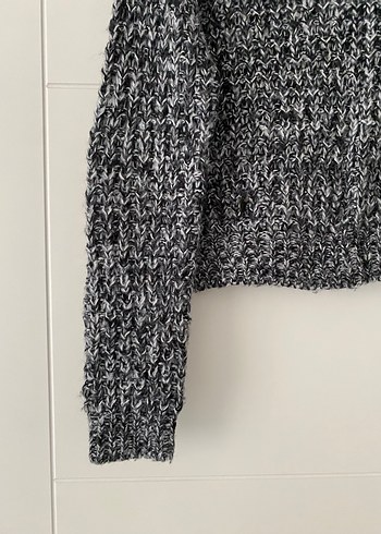 Gri Yüksek Yakalı Örgü Kadın Kazak - Görsel 4