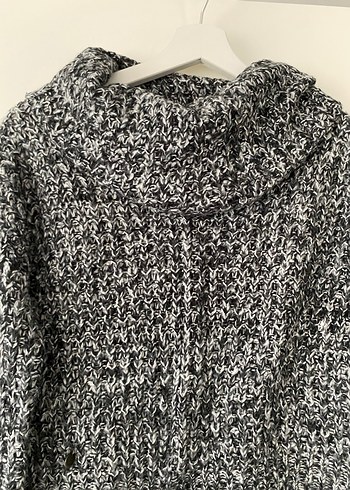 Gri Yüksek Yakalı Örgü Kadın Kazak - Görsel 3
