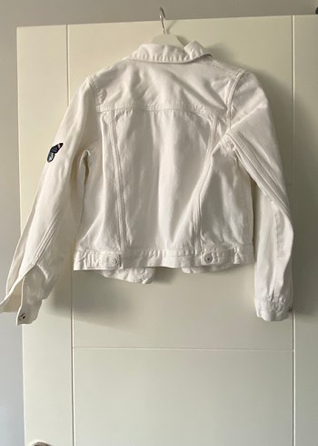 Nakışlı Beyaz kız çocuk Denim Ceket - Görsel 7