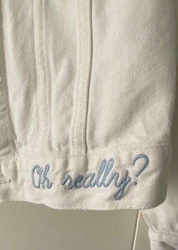 Nakışlı Beyaz kız çocuk Denim Ceket - Görsel 3