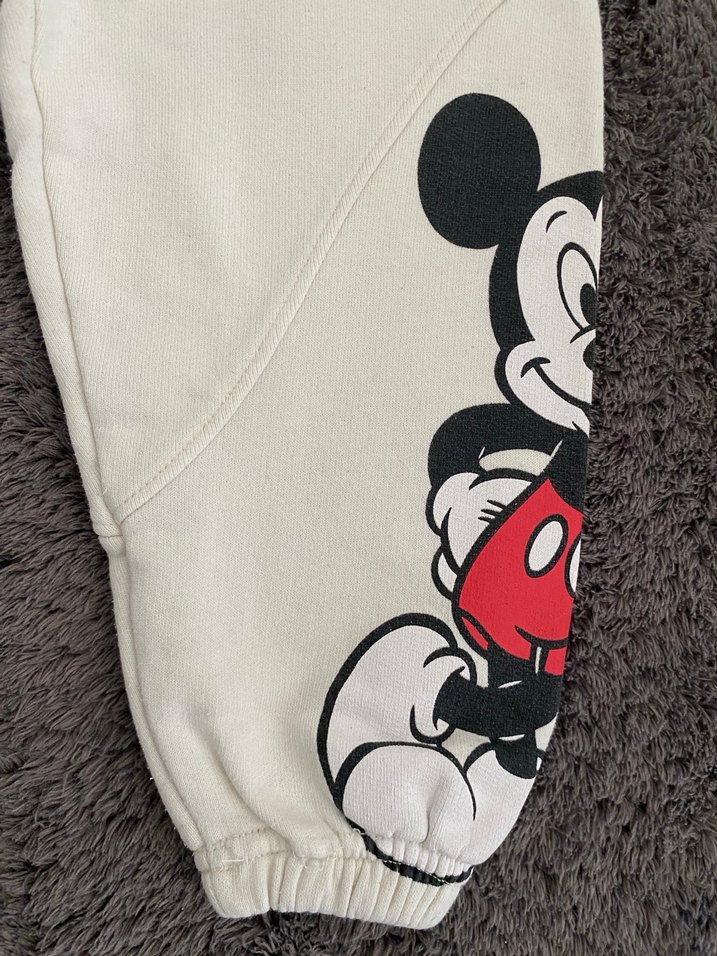Beyaz Mickey Mouse Baskılı Erkek Eşofman Altı - Görsel 2