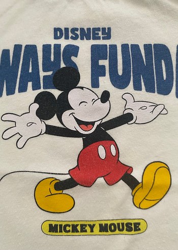 Beyaz Mickey Mouse Baskılı Erkek Tişört - Görsel 5