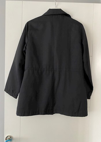 Düğmeli Siyah Midi Kadın yağmurluk Ceket - Görsel 6