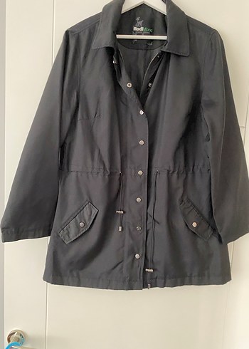 Düğmeli Siyah Midi Kadın yağmurluk Ceket - Görsel 4