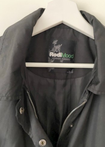 Düğmeli Siyah Midi Kadın yağmurluk Ceket - Görsel 3