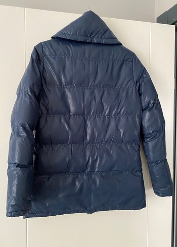 Koyu Mavi Kadın Midi Kışlık Mont - Görsel 7