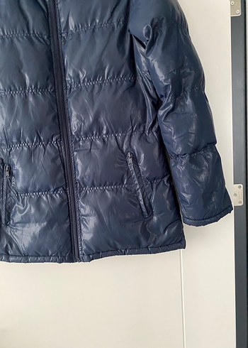 Koyu Mavi Kadın Midi Kışlık Mont - Görsel 3