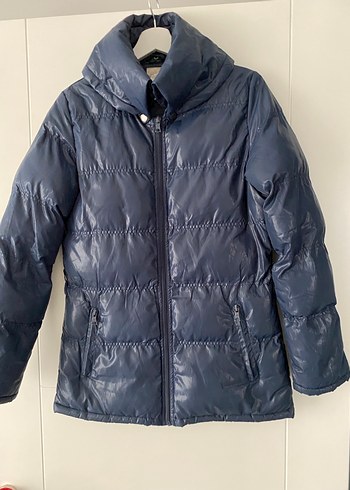 Koyu Mavi Kadın Midi Kışlık Mont - Görsel 2