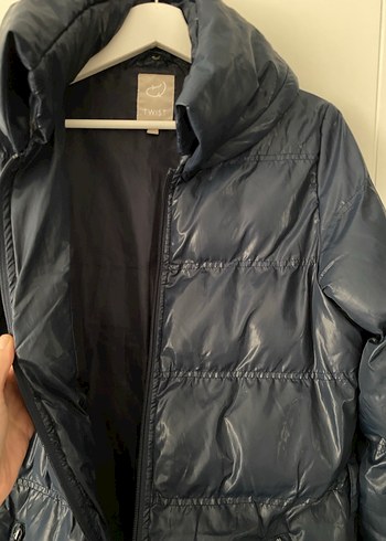 Koyu Mavi Kadın Midi Kışlık Mont - Görsel 5