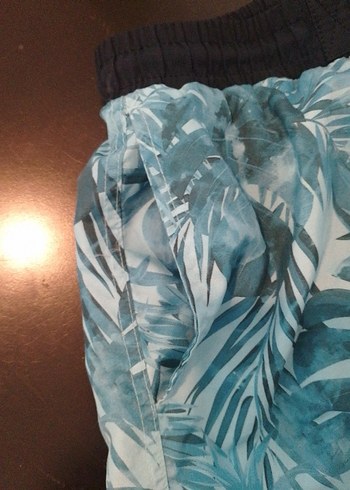 Erkek Mavi Yaprak Desenli Rahat Kesim Mayo - Görsel 4