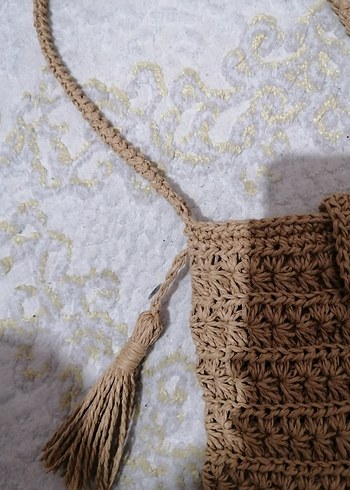 Bej Örgü Püsküllü Kadın Çapraz Çanta - Görsel 6