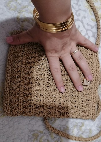 Bej Örgü Püsküllü Kadın Çapraz Çanta - Görsel 4