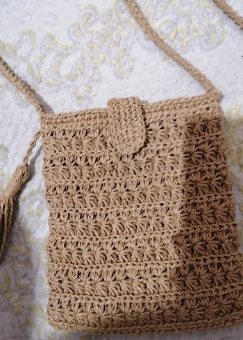 Bej Örgü Püsküllü Kadın Çapraz Çanta - Görsel 2