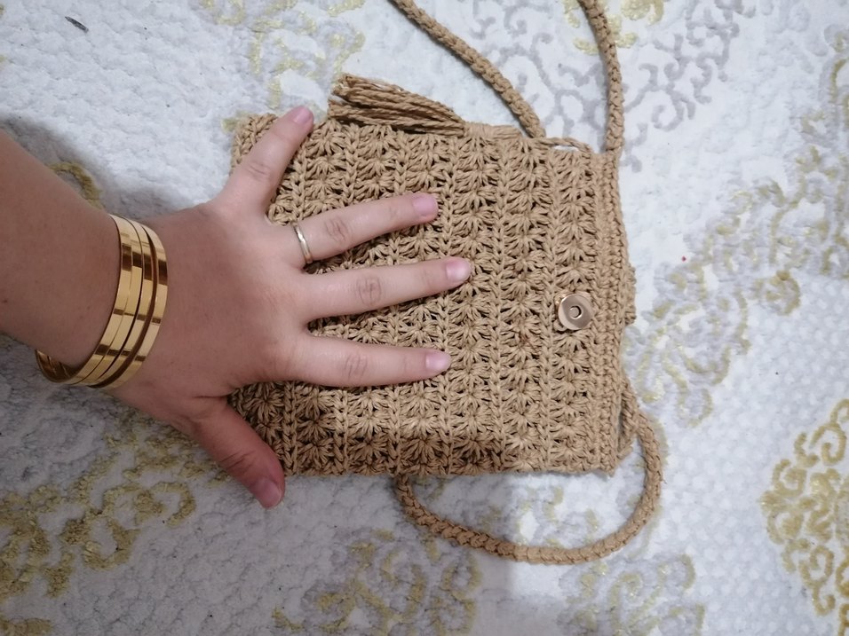 Bej Örgü Püsküllü Kadın Çapraz Çanta - Görsel 3