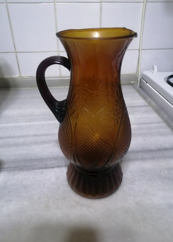 Kahverengi Desenli Cam Sürahi - Görsel 3