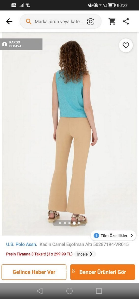 Bej Kadın Rahat Kesim Kumaş Pantolon - Görsel 2