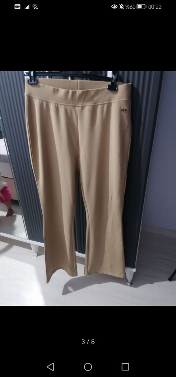 Bej Kadın Rahat Kesim Kumaş Pantolon - Görsel 3