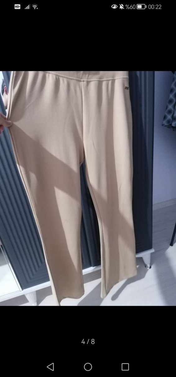 Bej Kadın Rahat Kesim Kumaş Pantolon - Görsel 4