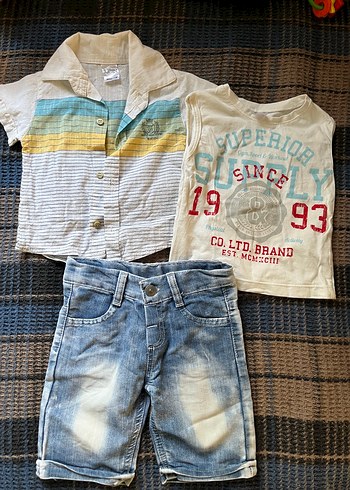 Erkek Bebek Açık Mavi Denim Şortlu Takım