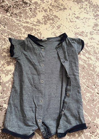 HelloBaby Gri Denim Kısa Kollu Bebek Tulum