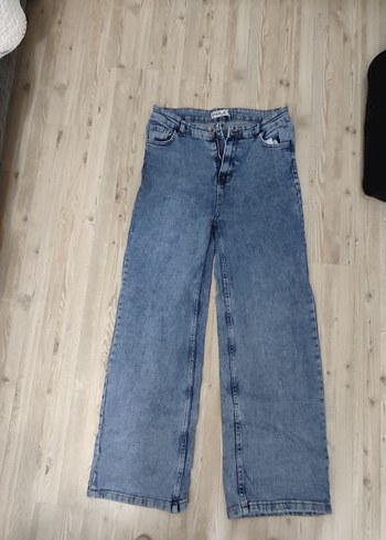 Gri Mavi Bol Kesim Midi Denim Kadın Jean