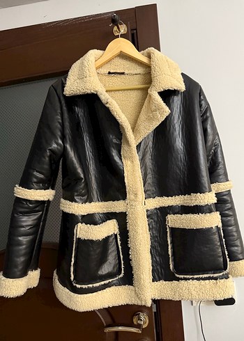 Siyah Deri Kürklü Kadın Ceket - Görsel 2