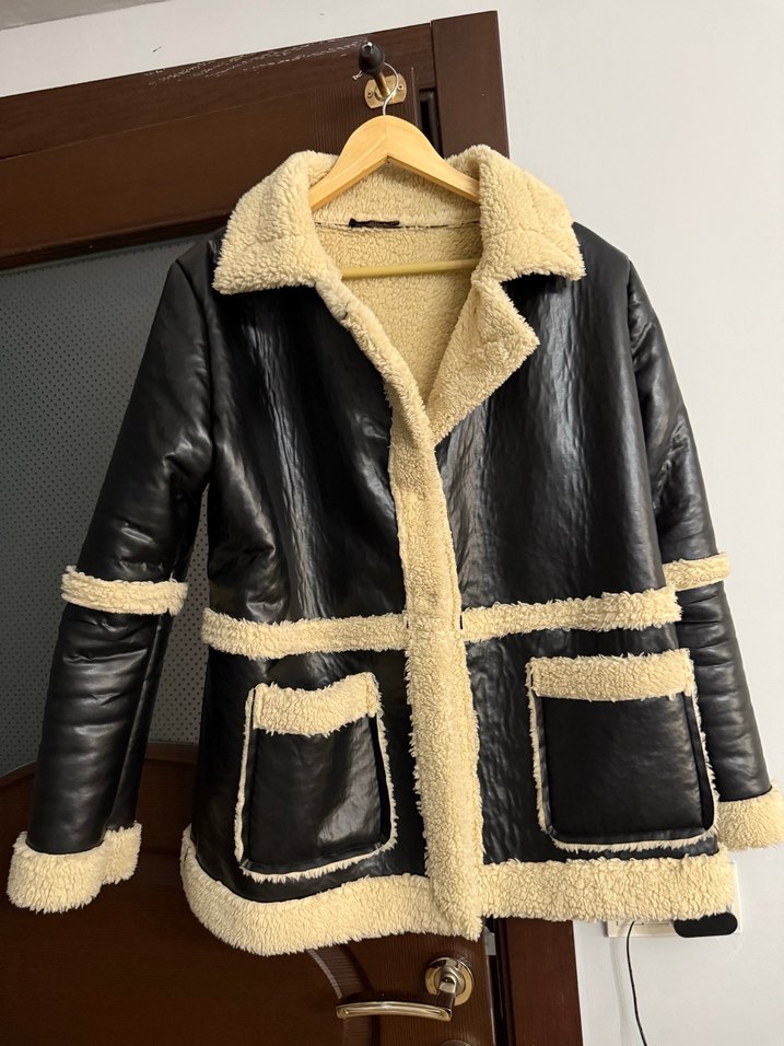 Siyah Deri Kürklü Kadın Ceket - Görsel 2