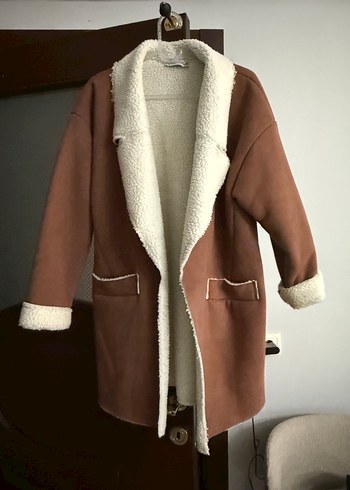 Zara Kahverengi Süet Kadın Midi Ceket
